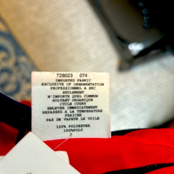 Jessica McClintock Red A-line Dress with Boning and Blue Trim - Picture 4 of 4